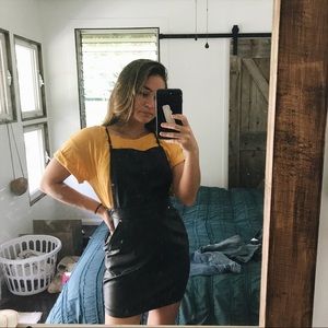 Leather overall dress